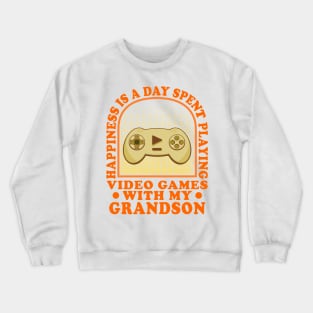 Happiness Is A Day Spent Funny Gaming Grandparents Crewneck Sweatshirt